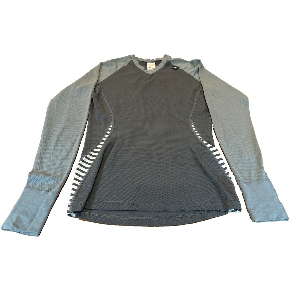 Helly Hansen HH Womens Dry Long Sleeve Crew Top Grey Striped Long Stretch Size M